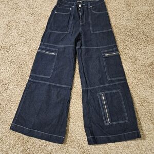 Fashion Nova Dark Indigo Wide-Leg Jeans